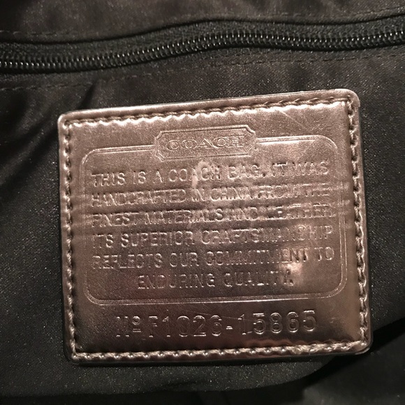 COACH BLACK SILVER POPPY OP ART GLAM TOTE - Picture 5 of 8